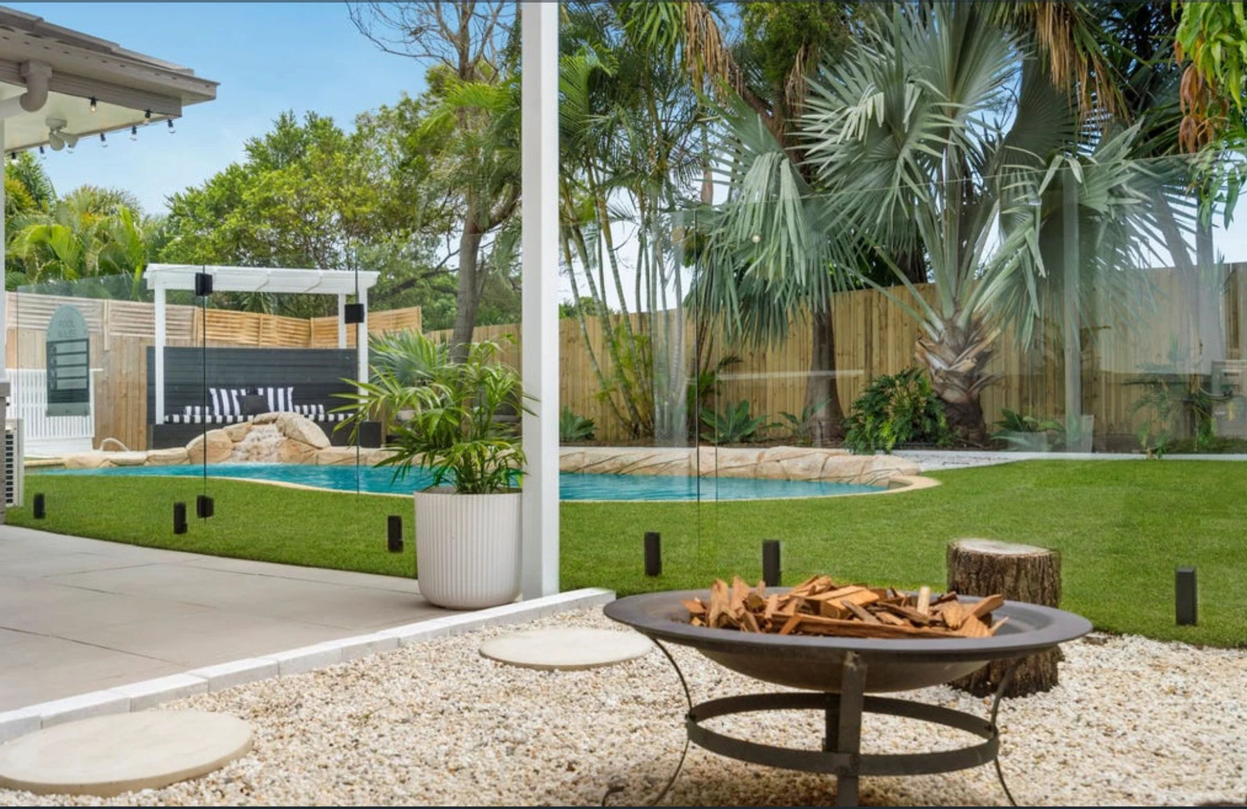 Pool and landscaping after renovation